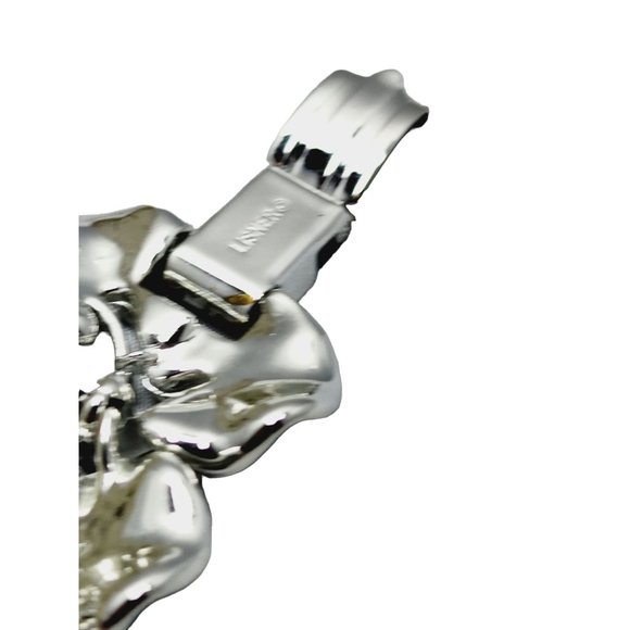 Vintage Signed Lisner Silvertone Lilypad Design Bracelet (A736) - Picture 3 of 5